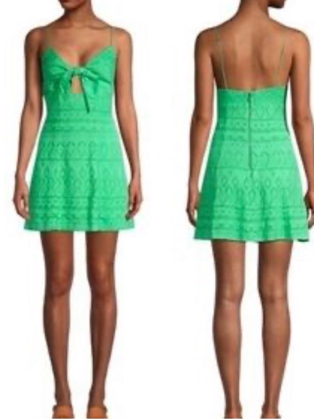 Alice + Olivia Mint Green Tie-Front Spaghetti Strap Dress